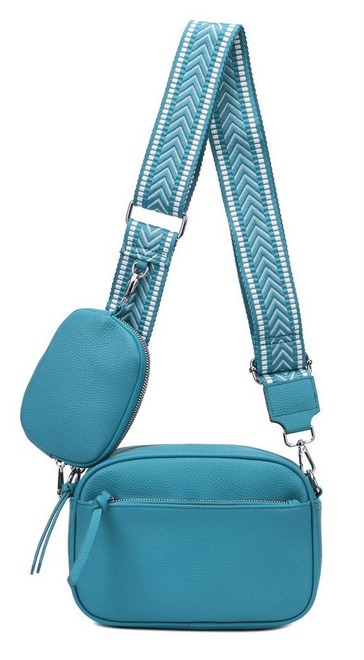 ITALYSHOP24 Schultertasche Damen Umhängetasche Brusttasche Shopper CrossOver Handtasche Crossbody (Spar-Set Clutch-Tasche mit einem breitem Muster Stoffgurt/Umhängeband, Leder Optik), Freizeit Damentasche Kosmetiktasche City Bag Henkeltasche Leder Optik von ITALYSHOP24