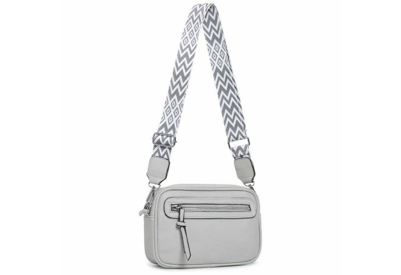 ITALYSHOP24 Schultertasche Damen Umhängetasche CrossBody Brusttasche Crossover Handtasche Reise (Tasche mit einem breitem Muster Stoffgurt/Umhängeband), Bodybag Cross Bag Schmucktasche Gürteltasche Muster Taschengurt Clutch von ITALYSHOP24