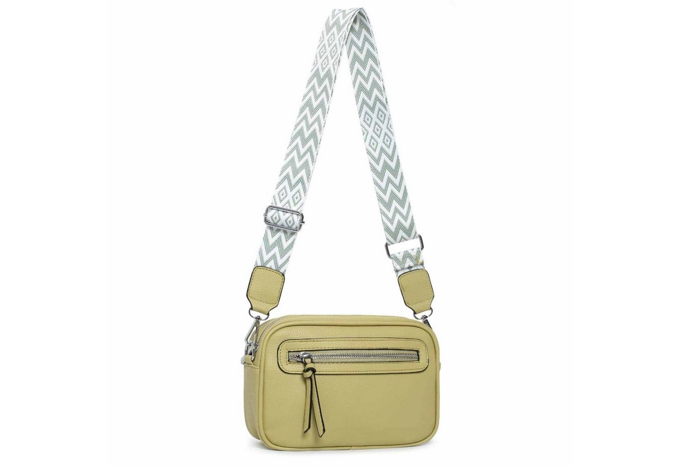 ITALYSHOP24 Schultertasche Damen Umhängetasche CrossBody Brusttasche Crossover Handtasche Reise (Tasche mit einem breitem Muster Stoffgurt/Umhängeband), Bodybag Cross Bag Schmucktasche Gürteltasche Muster Taschengurt Clutch von ITALYSHOP24