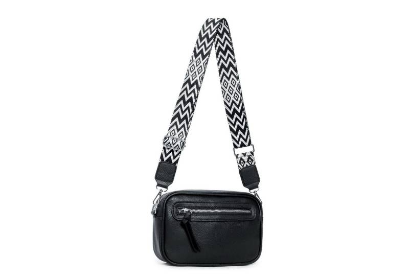 ITALYSHOP24 Schultertasche Damen Umhängetasche CrossBody Brusttasche Crossover Handtasche Reise (Tasche mit einem breitem Muster Stoffgurt/Umhängeband), Bodybag Cross Bag Schmucktasche Gürteltasche Muster Taschengurt Clutch von ITALYSHOP24