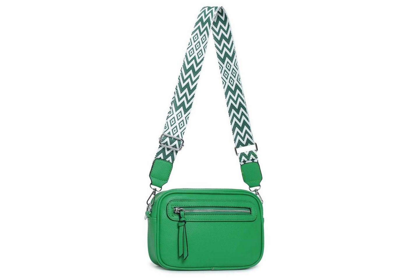 ITALYSHOP24 Schultertasche Damen Umhängetasche CrossBody Brusttasche Crossover Handtasche Reise (Tasche mit einem breitem Muster Stoffgurt/Umhängeband), Bodybag Cross Bag Schmucktasche Gürteltasche Muster Taschengurt Clutch von ITALYSHOP24