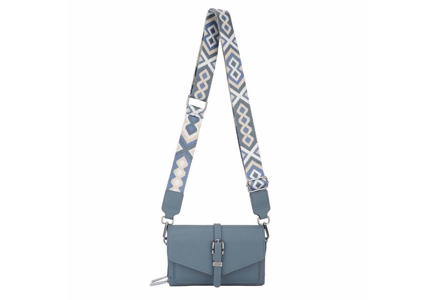 ITALYSHOP24 Schultertasche Damen Umhängetasche CrossBody Clutch Brusttasche Geldbörse Handytasche (einer Tasche mit einem breitem Muster Stoffgurt/Umhängeband), Bodybag Geldtasche Muster Taschengurt, leicht Gewicht von ITALYSHOP24