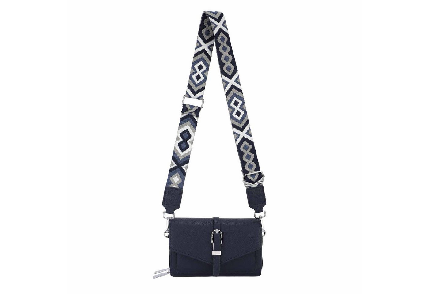 ITALYSHOP24 Schultertasche Damen Umhängetasche CrossBody Clutch Brusttasche Geldbörse Handytasche (einer Tasche mit einem breitem Muster Stoffgurt/Umhängeband), Bodybag Geldtasche Muster Taschengurt, leicht Gewicht von ITALYSHOP24