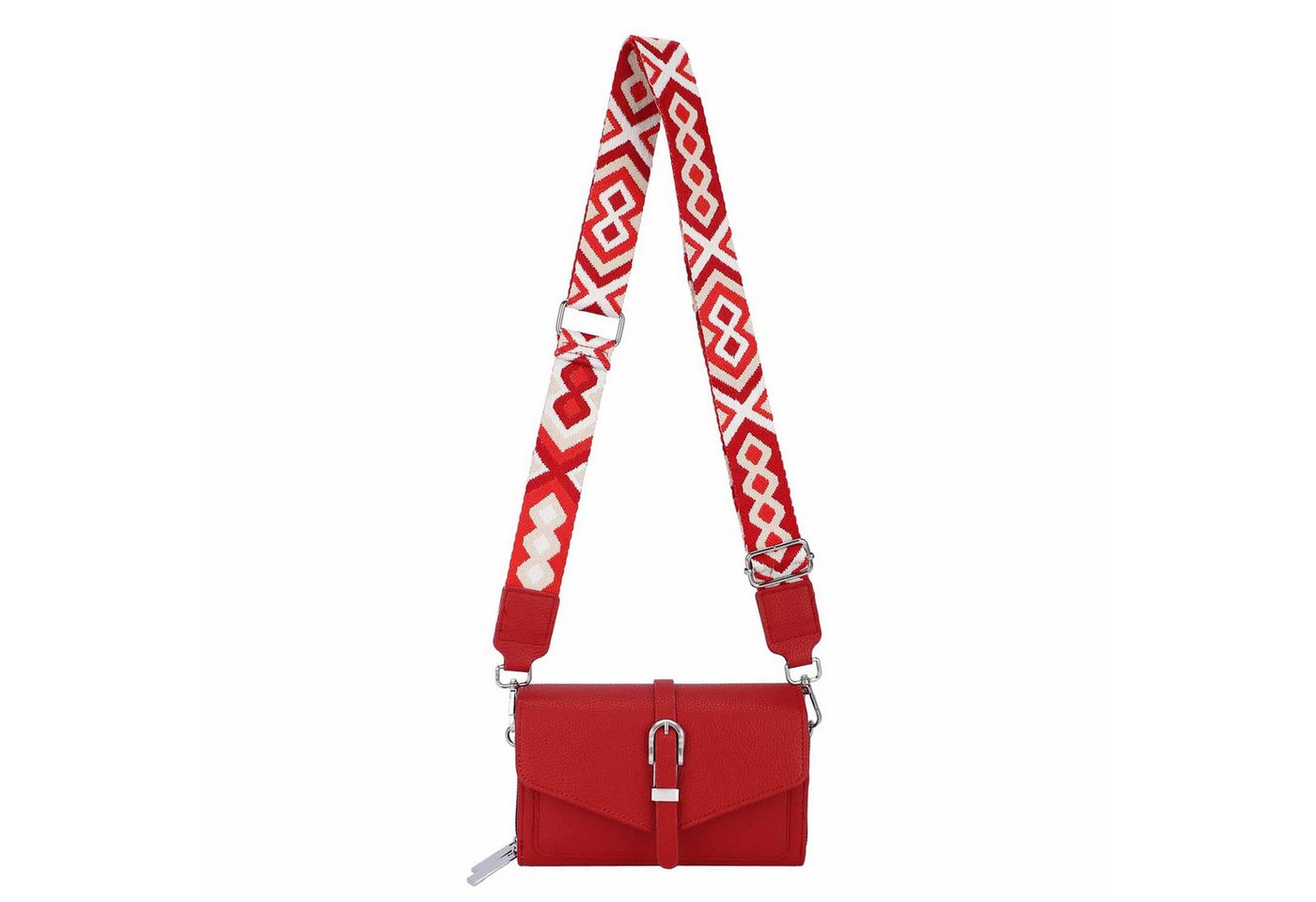 ITALYSHOP24 Schultertasche Damen Umhängetasche CrossBody Clutch Brusttasche Geldbörse Handytasche (einer Tasche mit einem breitem Muster Stoffgurt/Umhängeband), Bodybag Geldtasche Muster Taschengurt, leicht Gewicht von ITALYSHOP24