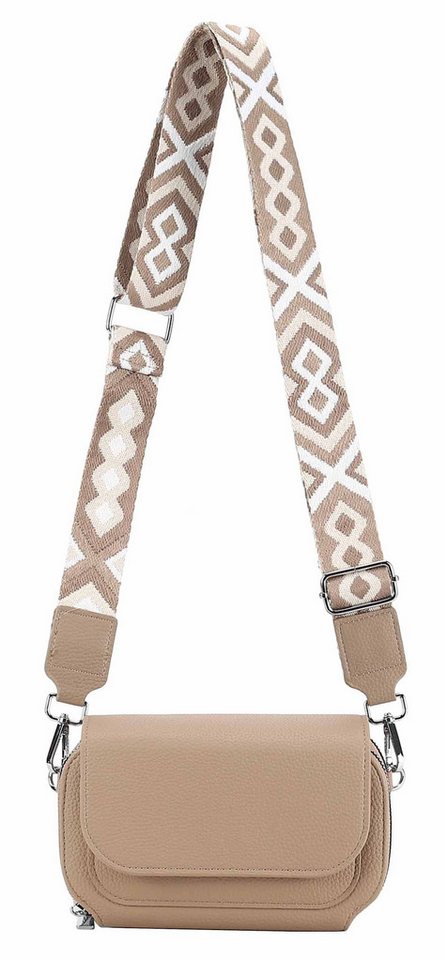 ITALYSHOP24 Schultertasche Damen Umhängetasche CrossBody Clutch Brusttasche Geldbörse Handytasche (einer Tasche mit einem breitem Muster Stoffgurt/Umhängeband), Bodybag Geldtasche Muster Taschengurt, leicht Gewicht von ITALYSHOP24