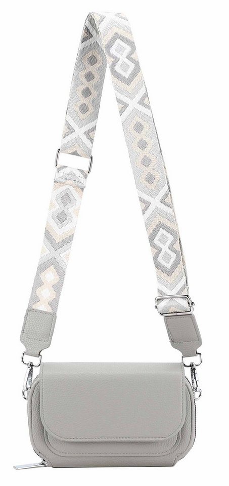 ITALYSHOP24 Schultertasche Damen Umhängetasche CrossBody Clutch Brusttasche Geldbörse Handytasche (einer Tasche mit einem breitem Muster Stoffgurt/Umhängeband), Bodybag Geldtasche Muster Taschengurt, leicht Gewicht von ITALYSHOP24