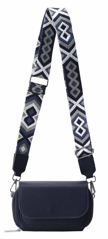 ITALYSHOP24 Schultertasche Damen Umhängetasche CrossBody Clutch Brusttasche Geldbörse Handytasche (einer Tasche mit einem breitem Muster Stoffgurt/Umhängeband), Bodybag Geldtasche Muster Taschengurt, leicht Gewicht von ITALYSHOP24