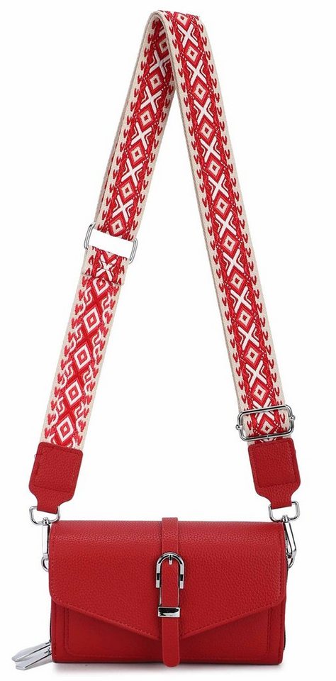 ITALYSHOP24 Schultertasche Damen Umhängetasche CrossBody Clutch Brusttasche Geldbörse Handytasche (einer Tasche mit einem breitem Muster Stoffgurt/Umhängeband), Bodybag Geldtasche Muster Taschengurt, leicht Gewicht von ITALYSHOP24