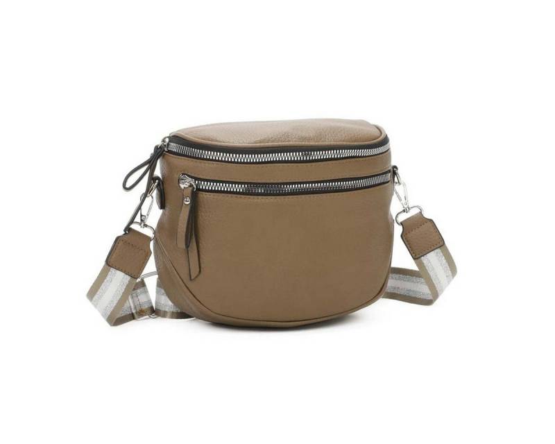 ITALYSHOP24 Schultertasche Damen Umhängetasche Crossover Brusttasche CrossBody Shopper (Spar-Set aus einer Tasche mit einem breitem Muster Stoffgurt/Umhängeband), Bodybag Gürteltasche Handtasche Messenger von ITALYSHOP24