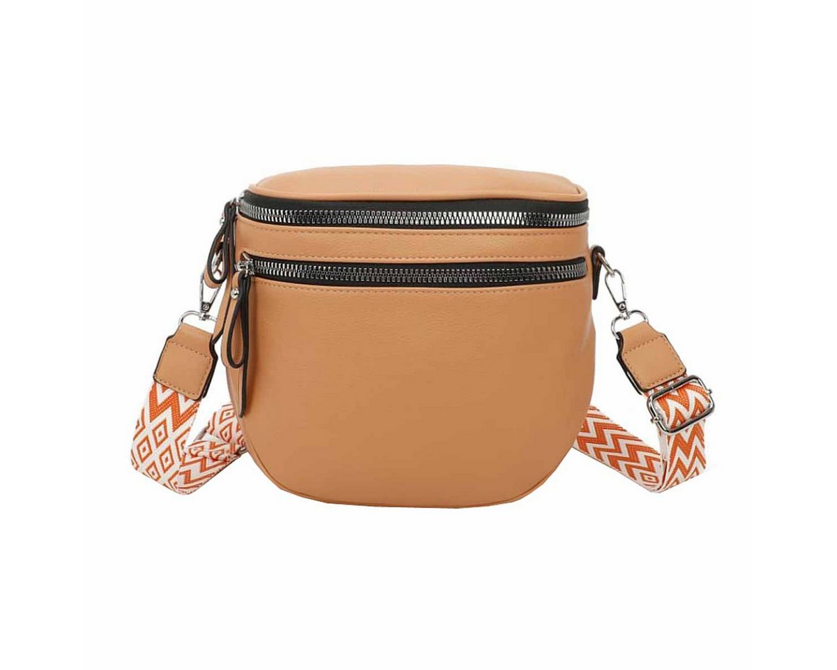 ITALYSHOP24 Schultertasche Damen Umhängetasche Crossover Brusttasche CrossBody Shopper (Spar-Set aus einer Tasche mit einem breitem Muster Stoffgurt/Umhängeband), Bodybag Gürteltasche Handtasche Messenger von ITALYSHOP24