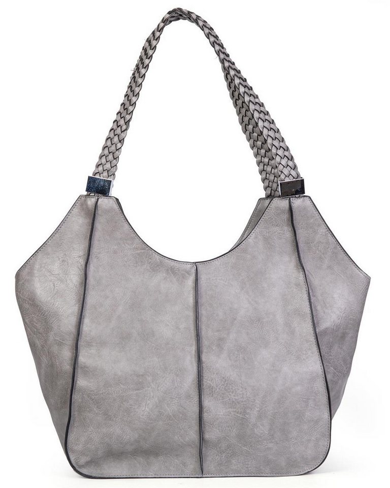 ITALYSHOP24 Schultertasche Damen XXL FLECHTOPTIK Hand-Tasche Shopper Businesstasche Workbag, Tote Bag Reisetasche Henkeltasche Beuteltasche Hobo Bag Weekender von ITALYSHOP24