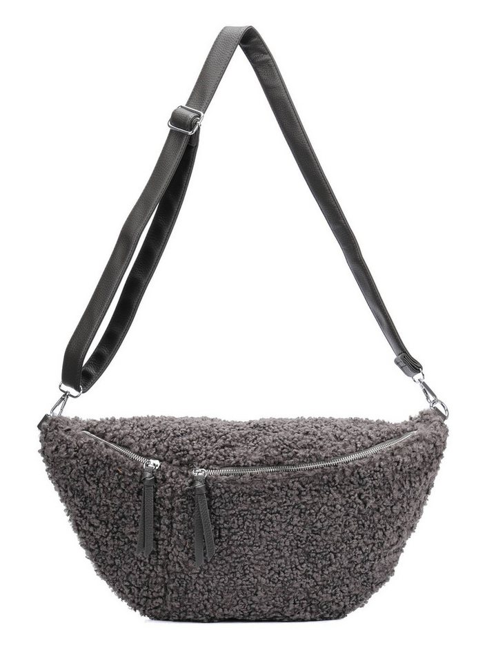 ITALYSHOP24 Schultertasche Damen XXL Teddyfell Tasche CrossBody Bauchtasche PELZTASCHE Felltasche, Body Bag Teddytasche CrossOver Umhängetasche Hüfttasche Plüsch Fell von ITALYSHOP24