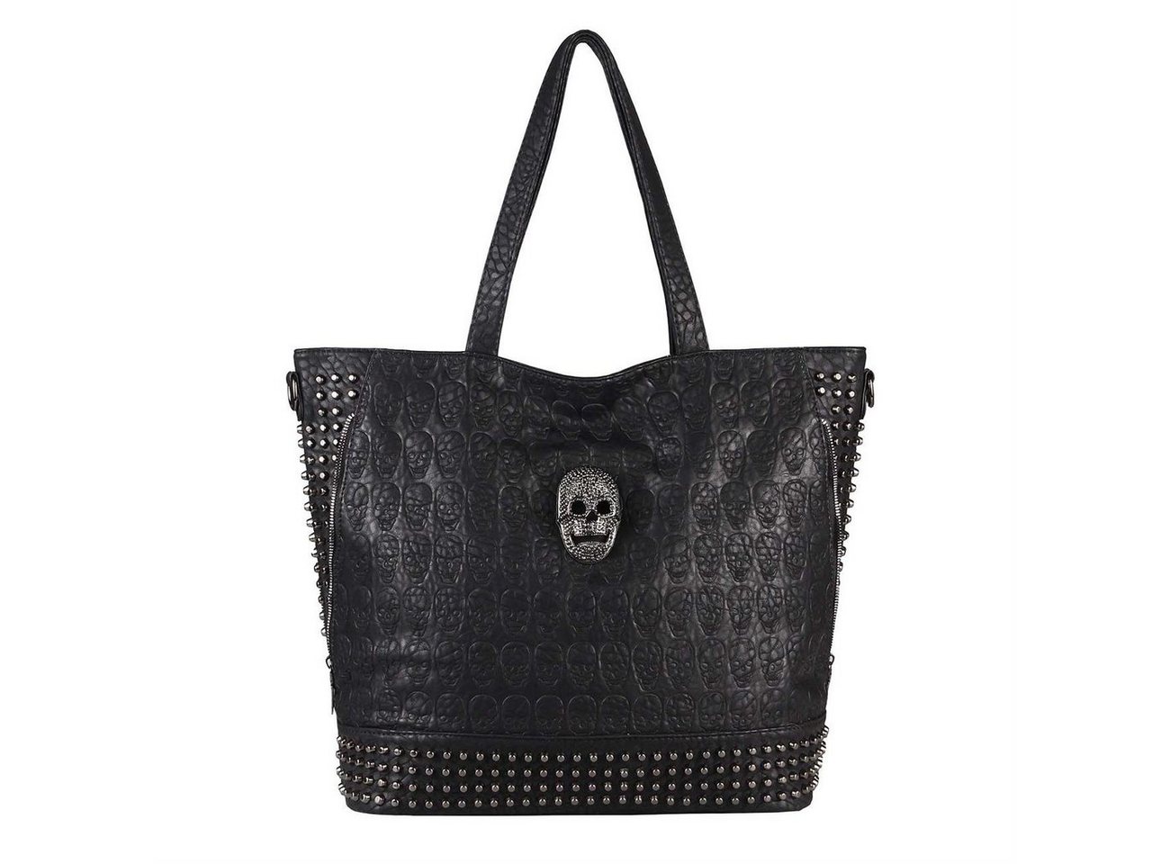 ITALYSHOP24 Schultertasche Damen XXL Totenkopf Shopper Tasche, Skull Optik, als Handtasche & Umhängetasche tragbar von ITALYSHOP24