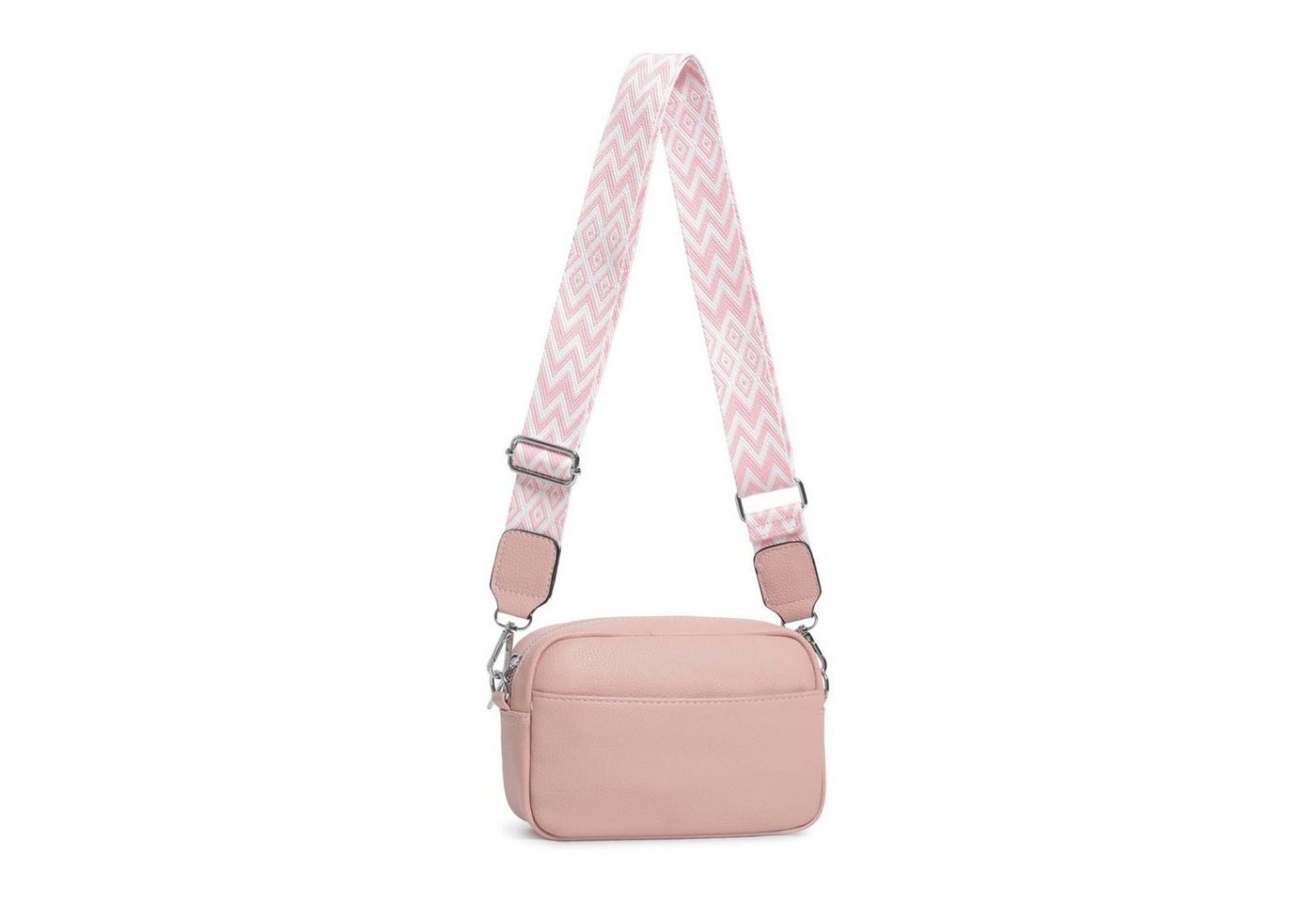 ITALYSHOP24 Schultertasche Damen kleine Umhängetasche CrossBody Crossover Handytasche Geldbörse (Spar-Set aus einer Tasche mit einem breitem Muster Stoffgurt/Umhängeband), Bodybag, Brusttasche, Hüfttasche, Muster Taschengurt, leicht Gewicht von ITALYSHOP24