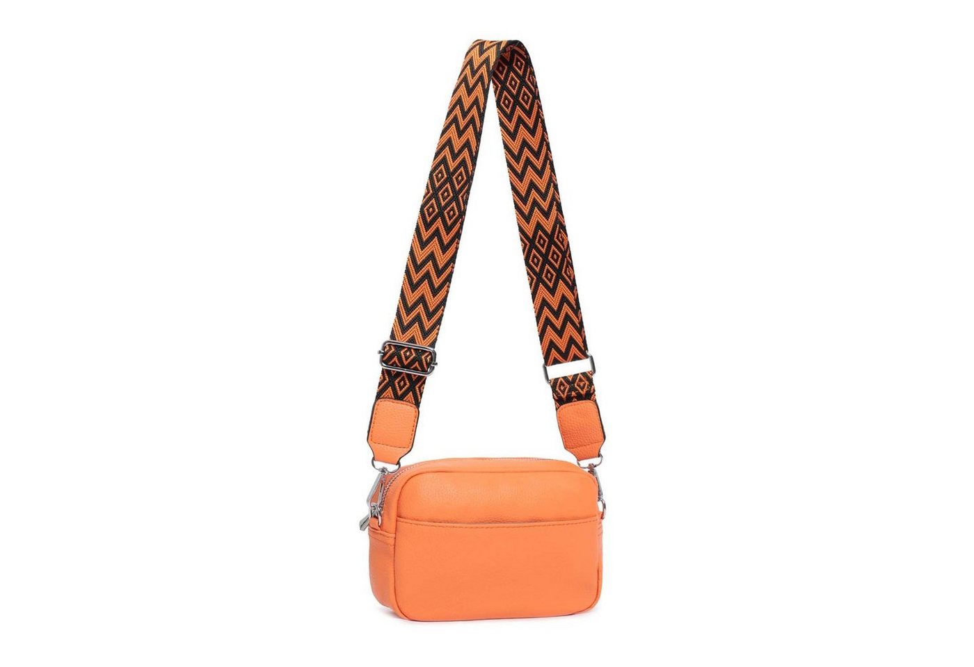 ITALYSHOP24 Schultertasche Damen kleine Umhängetasche CrossBody Crossover Handytasche Geldbörse (Spar-Set aus einer Tasche mit einem breitem Muster Stoffgurt/Umhängeband), Bodybag, Brusttasche, Hüfttasche, Muster Taschengurt, leicht Gewicht von ITALYSHOP24