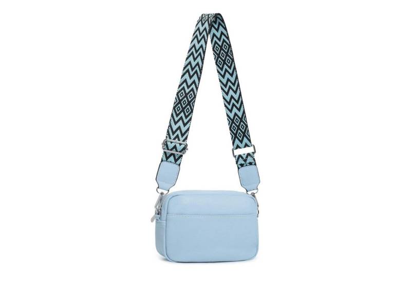 ITALYSHOP24 Schultertasche Damen kleine Umhängetasche CrossBody Crossover Handytasche Geldbörse (Spar-Set aus einer Tasche mit einem breitem Muster Stoffgurt/Umhängeband), Bodybag, Brusttasche, Hüfttasche, Muster Taschengurt, leicht Gewicht von ITALYSHOP24