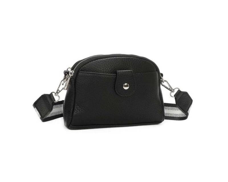 ITALYSHOP24 Schultertasche Damen kleine Umhängetasche Crossover Geldbörse CrossBody Handytasche (Spar-Set aus einer Tasche mit einem breitem Muster Stoffgurt/Umhängeband), Brusttasche, Bodybag, Hüfttasche, Muster Taschengurt, leicht Gewicht von ITALYSHOP24