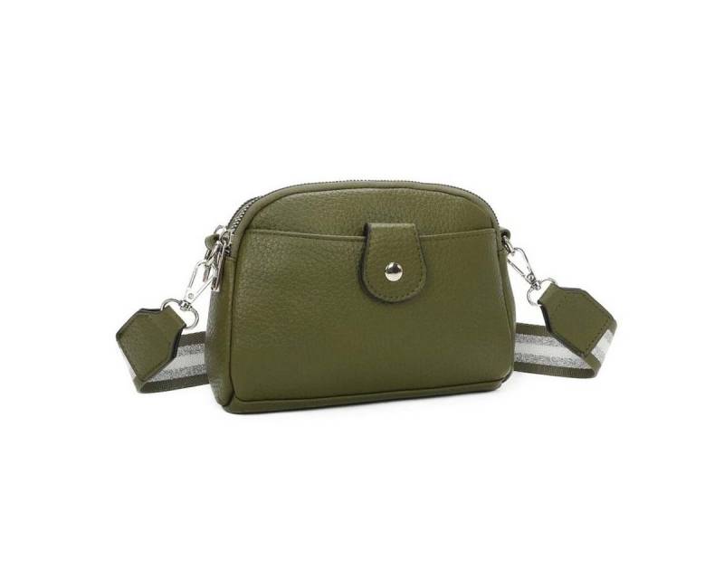 ITALYSHOP24 Schultertasche Damen kleine Umhängetasche Crossover Geldbörse CrossBody Handytasche (Spar-Set aus einer Tasche mit einem breitem Muster Stoffgurt/Umhängeband), Brusttasche, Bodybag, Hüfttasche, Muster Taschengurt, leicht Gewicht von ITALYSHOP24