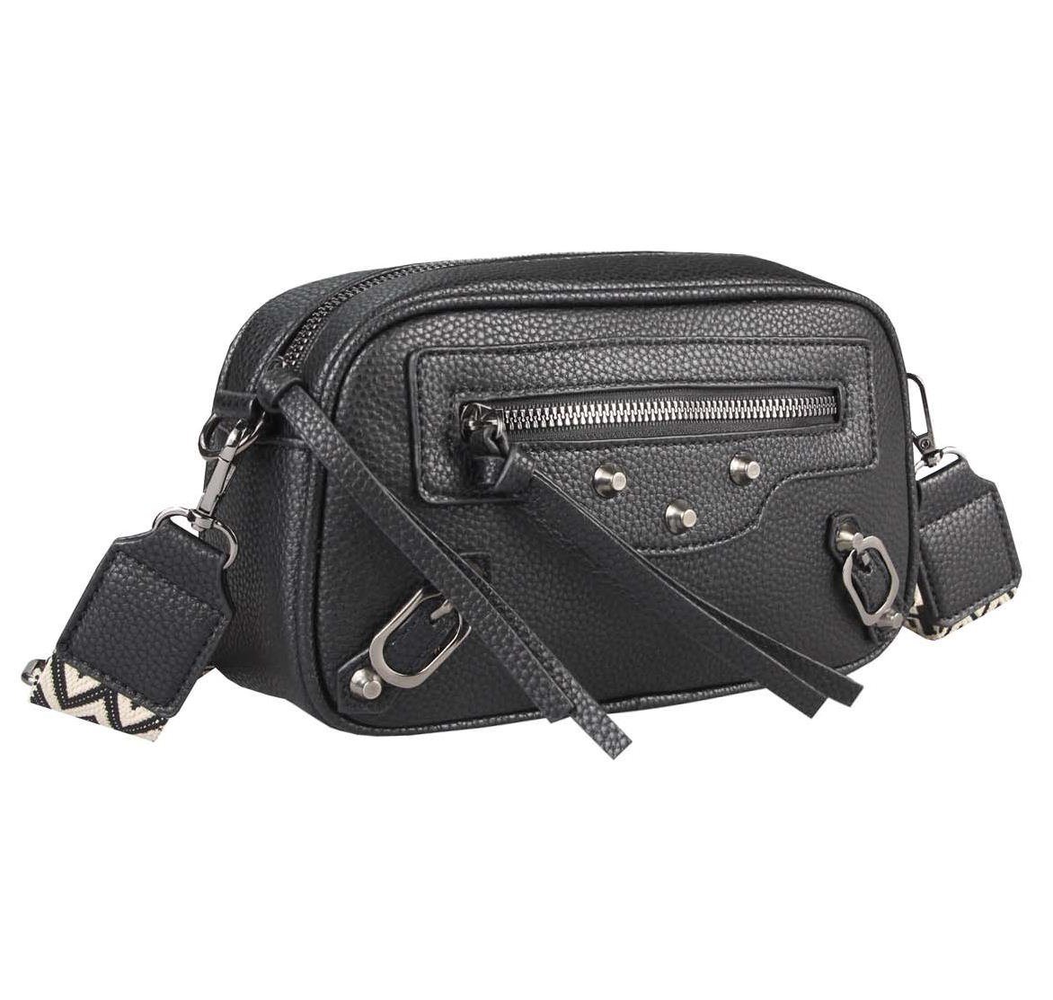 ITALYSHOP24 Schultertasche Damen kleine Umhängetasche Crossover Handytasche Geldbörse CrossBody (Spar-Set aus einer Tasche mit einem breitem Muster Stoffgurt/Umhängeband), Brusttasche, Hüfttasche, Muster Taschengurt, Bodybag, leicht Gewicht von ITALYSHOP24