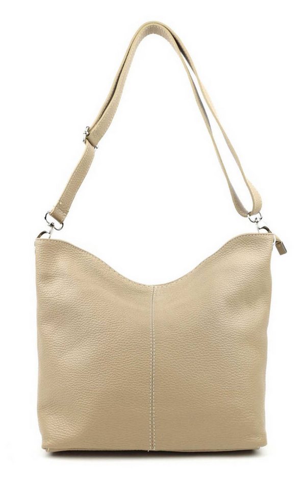 ITALYSHOP24 Schultertasche MADE IN ITALY Damen Leder Tasche Shopper Umhängetasche Cross Over Body, Brusttasche Bag große 3xFach geteiltes Hauptfach Freizeit Abend Urlaub von ITALYSHOP24