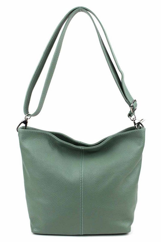 ITALYSHOP24 Schultertasche MADE IN ITALY Damen Leder Tasche Shopper Umhängetasche Cross Over Body, Brusttasche Bag große 3xFach geteiltes Hauptfach Freizeit Abend Urlaub von ITALYSHOP24