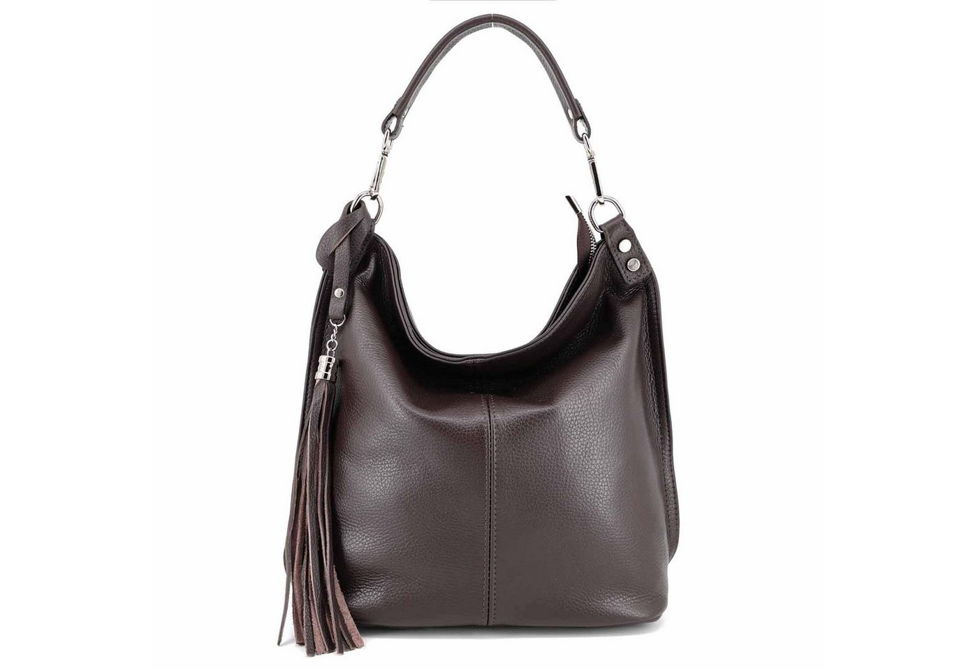 ITALYSHOP24 Schultertasche MADE IN ITALY XL Damen Nappa Leder Handtasche Shopper Umhängetasche, große 3xFach geteiltes Hauptfach, Freizeit Abend Reise Sport Urlaub von ITALYSHOP24
