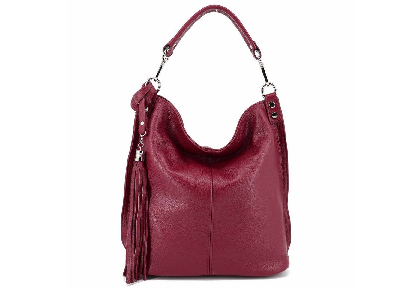 ITALYSHOP24 Schultertasche MADE IN ITALY XL Damen Nappa Leder Handtasche Shopper Umhängetasche, große 3xFach geteiltes Hauptfach, Freizeit Abend Reise Sport Urlaub von ITALYSHOP24