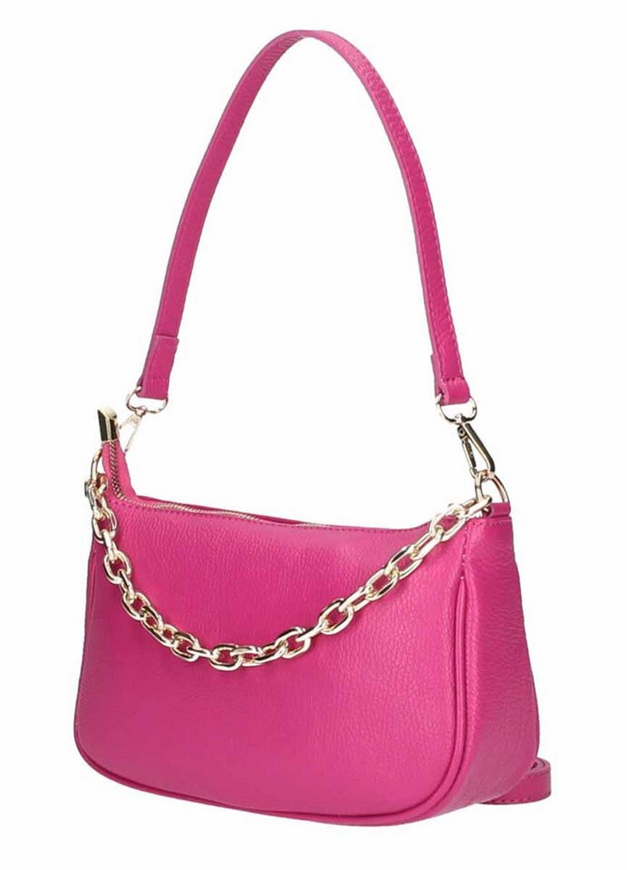 ITALYSHOP24 Schultertasche Made in Italy DAMEN LEDER TASCHE Pochette mit Kette CrossOver City Bag, Handtasche Umhängetasche Clutch Ledertasche Bodybag Schmucktasche von ITALYSHOP24