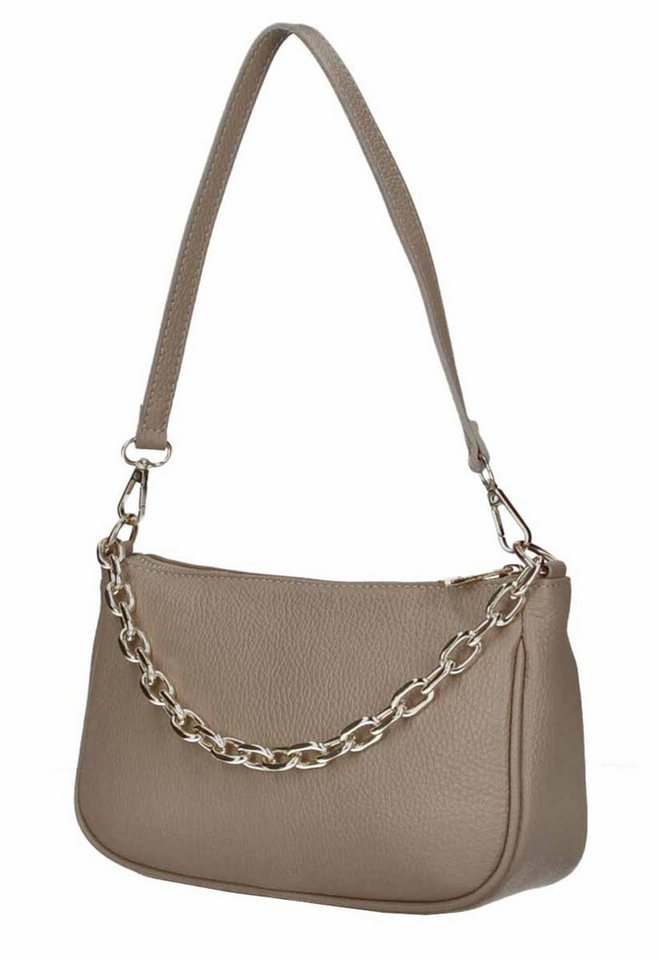 ITALYSHOP24 Schultertasche Made in Italy DAMEN LEDER TASCHE Pochette mit Kette CrossOver City Bag, Handtasche Umhängetasche Clutch Ledertasche Bodybag Schmucktasche von ITALYSHOP24
