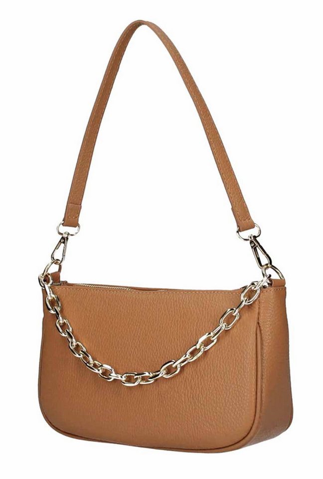 ITALYSHOP24 Schultertasche Made in Italy DAMEN LEDER TASCHE Pochette mit Kette CrossOver City Bag, Handtasche Umhängetasche Clutch Ledertasche Bodybag Schmucktasche von ITALYSHOP24