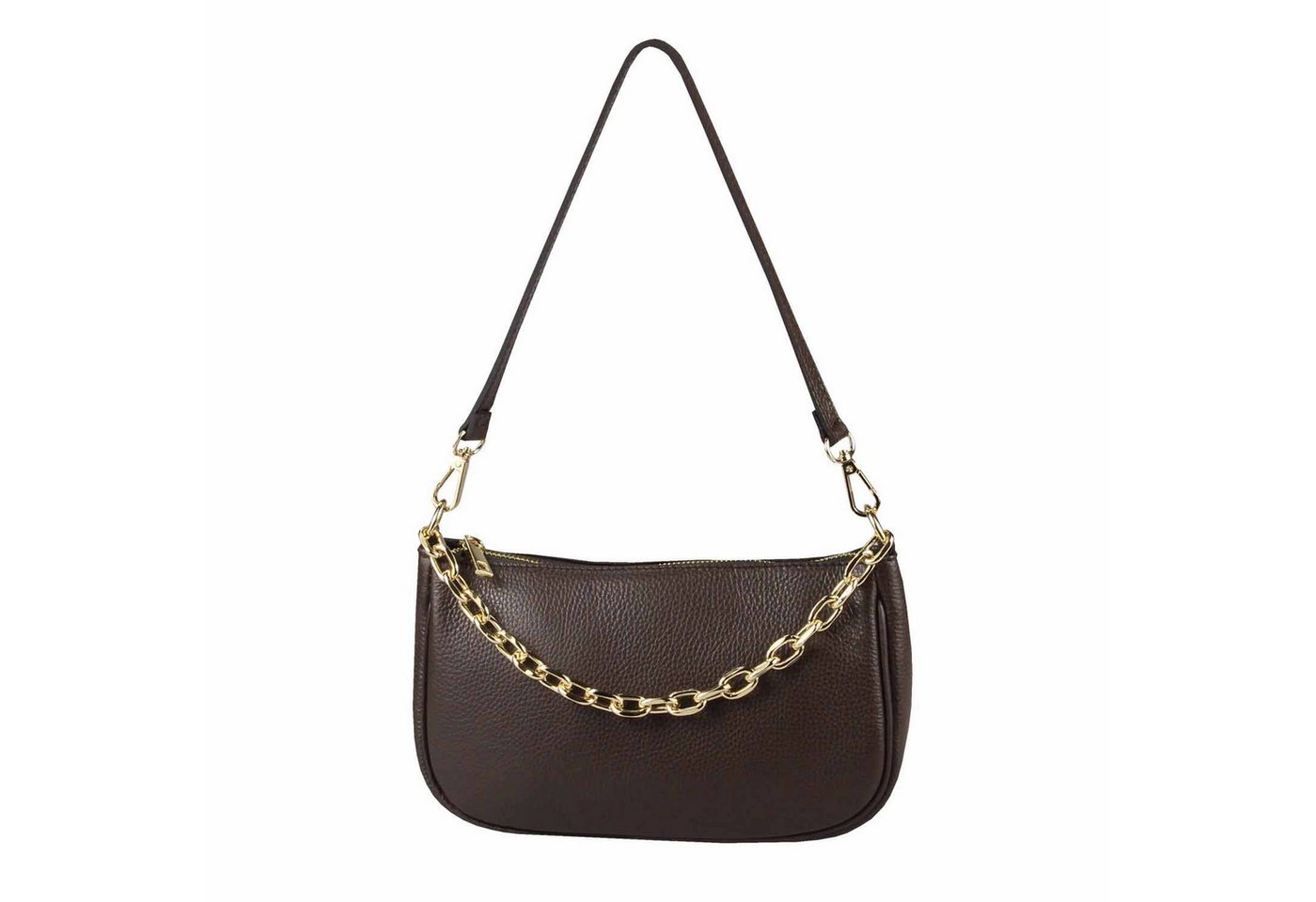 ITALYSHOP24 Schultertasche Made in Italy DAMEN LEDER TASCHE Pochette mit Kette CrossOver City Bag, Handtasche Umhängetasche Clutch Ledertasche Bodybag Schmucktasche von ITALYSHOP24