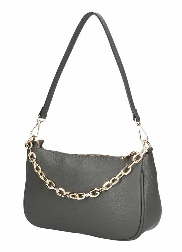 ITALYSHOP24 Schultertasche Made in Italy DAMEN LEDER TASCHE Pochette mit Kette CrossOver City Bag, Handtasche Umhängetasche Clutch Ledertasche Bodybag Schmucktasche von ITALYSHOP24