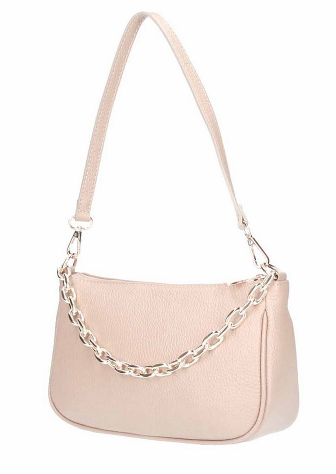 ITALYSHOP24 Schultertasche Made in Italy DAMEN LEDER TASCHE Pochette mit Kette CrossOver City Bag, Handtasche Umhängetasche Clutch Ledertasche Bodybag Schmucktasche von ITALYSHOP24