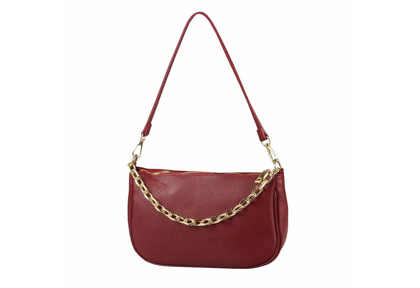 ITALYSHOP24 Schultertasche Made in Italy DAMEN LEDER TASCHE Pochette mit Kette CrossOver City Bag, Handtasche Umhängetasche Clutch Ledertasche Bodybag Schmucktasche von ITALYSHOP24