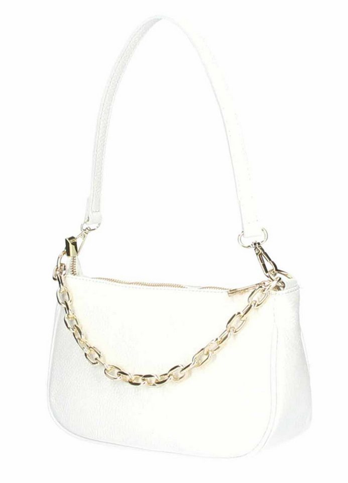 ITALYSHOP24 Schultertasche Made in Italy DAMEN LEDER TASCHE Pochette mit Kette CrossOver City Bag, Handtasche Umhängetasche Clutch Ledertasche Bodybag Schmucktasche von ITALYSHOP24
