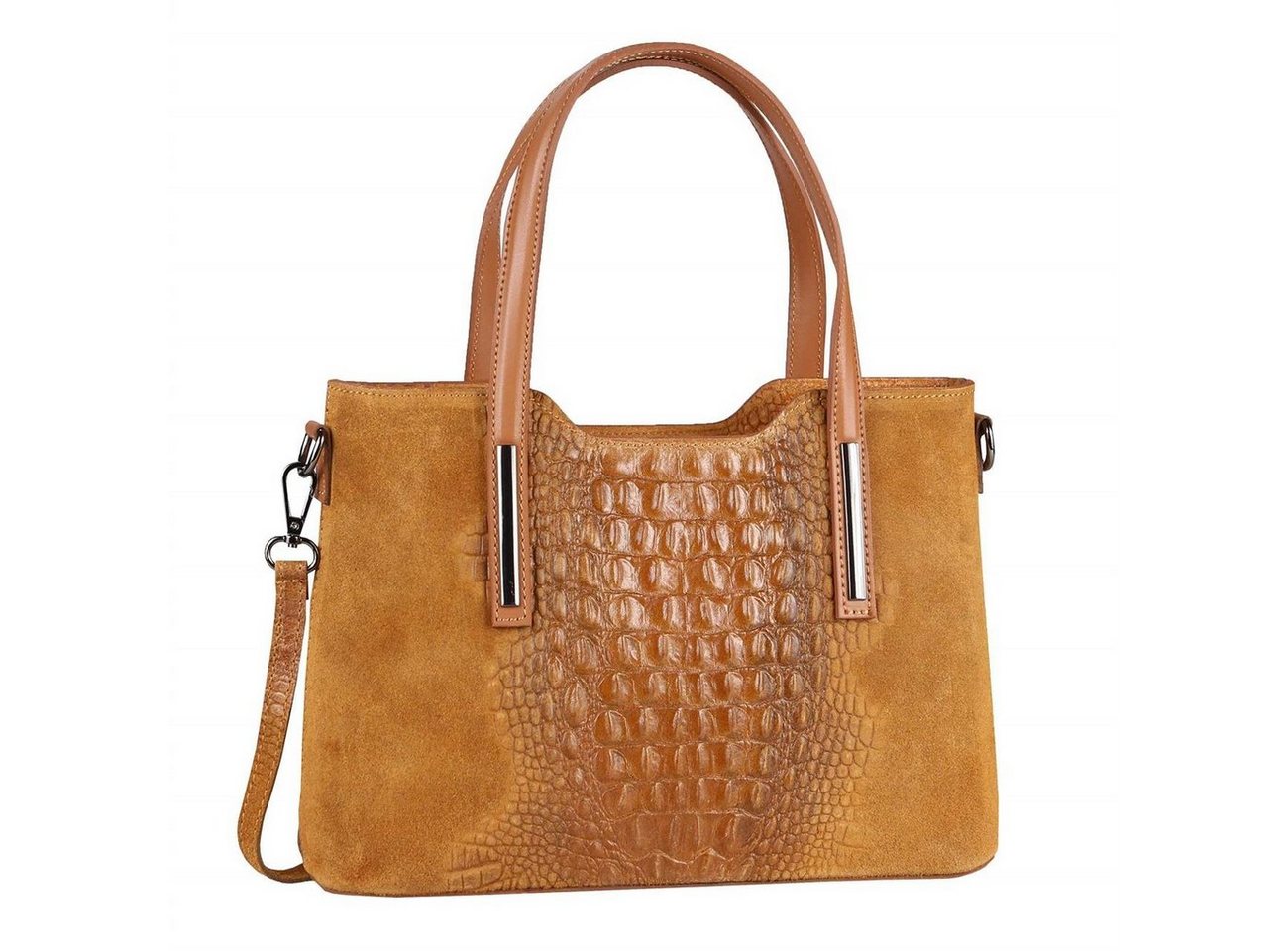 ITALYSHOP24 Schultertasche Made in Italy Damen Leder Handtasche, als CrossOver, Umhängetasche, Shopper tragbar von ITALYSHOP24