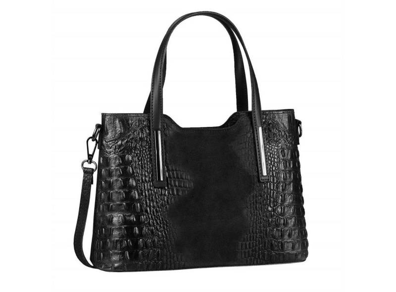 ITALYSHOP24 Schultertasche Made in Italy Damen echt Leder Henkeltasche Shopper Lederhandtasche, Kroko Muster, Italienische Umhängetasche Cross Over Body Bag, Premium von ITALYSHOP24
