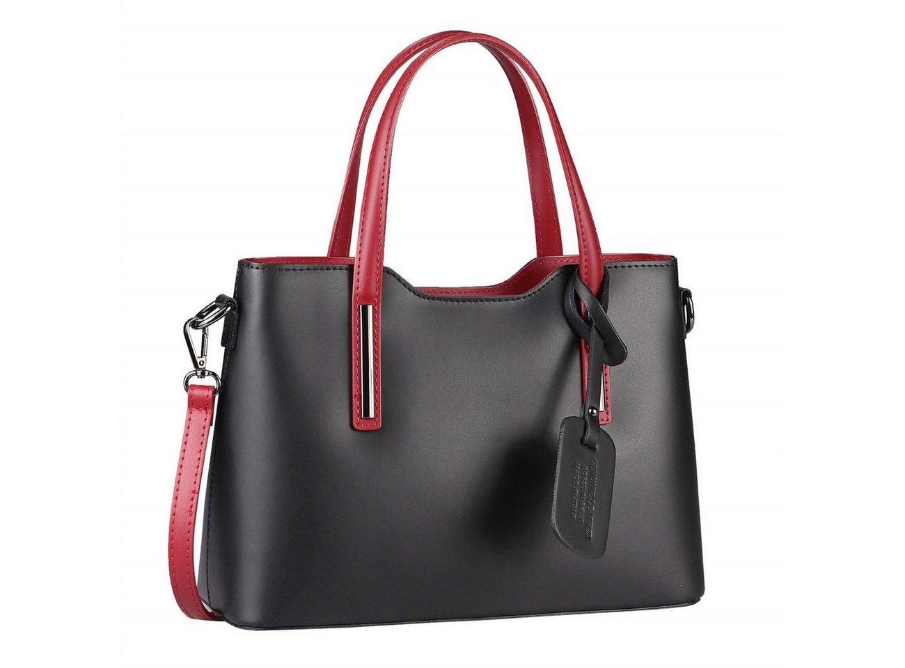 ITALYSHOP24 Schultertasche Made in Italy Damen Leder Handtasche, als CrossOver, Umhängetasche, Shopper tragbar von ITALYSHOP24