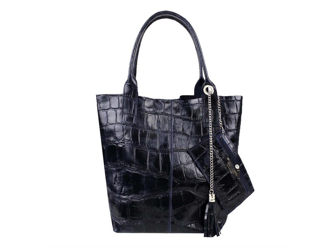 ITALYSHOP24 Schultertasche Made in Italy Damen Leder Shopper Schultertasche, ein Leichtgewicht, als Handtasche, Henkeltasche tragbar von ITALYSHOP24