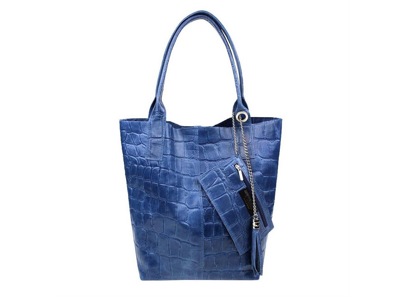 ITALYSHOP24 Schultertasche Made in Italy Damen Leder Shopper Schultertasche, ein Leichtgewicht, als Handtasche, Henkeltasche tragbar von ITALYSHOP24