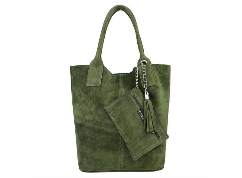 ITALYSHOP24 Schultertasche Made in Italy Damen Leder Shopper Schultertasche, ein Leichtgewicht, als Handtasche, Henkeltasche tragbar von ITALYSHOP24