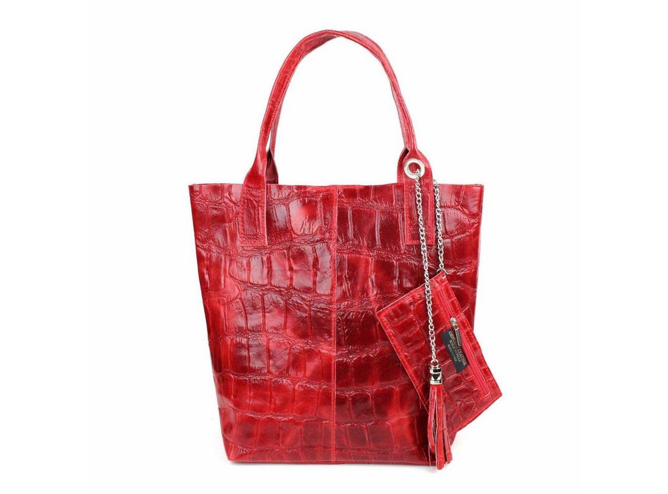 ITALYSHOP24 Schultertasche Made in Italy Damen Leder Shopper Schultertasche, ein Leichtgewicht, als Handtasche, Henkeltasche tragbar von ITALYSHOP24