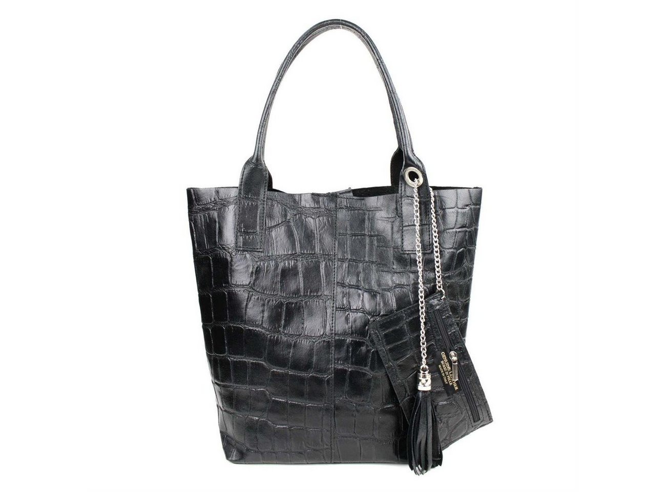 ITALYSHOP24 Schultertasche Made in Italy Damen Leder Shopper Schultertasche, ein Leichtgewicht, als Handtasche, Henkeltasche tragbar von ITALYSHOP24