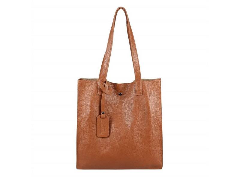 ITALYSHOP24 Schultertasche Made in Italy Damen Leder Shopper Schultertasche, italienisches XL Handtaschen-Set aus 2 Taschen von ITALYSHOP24