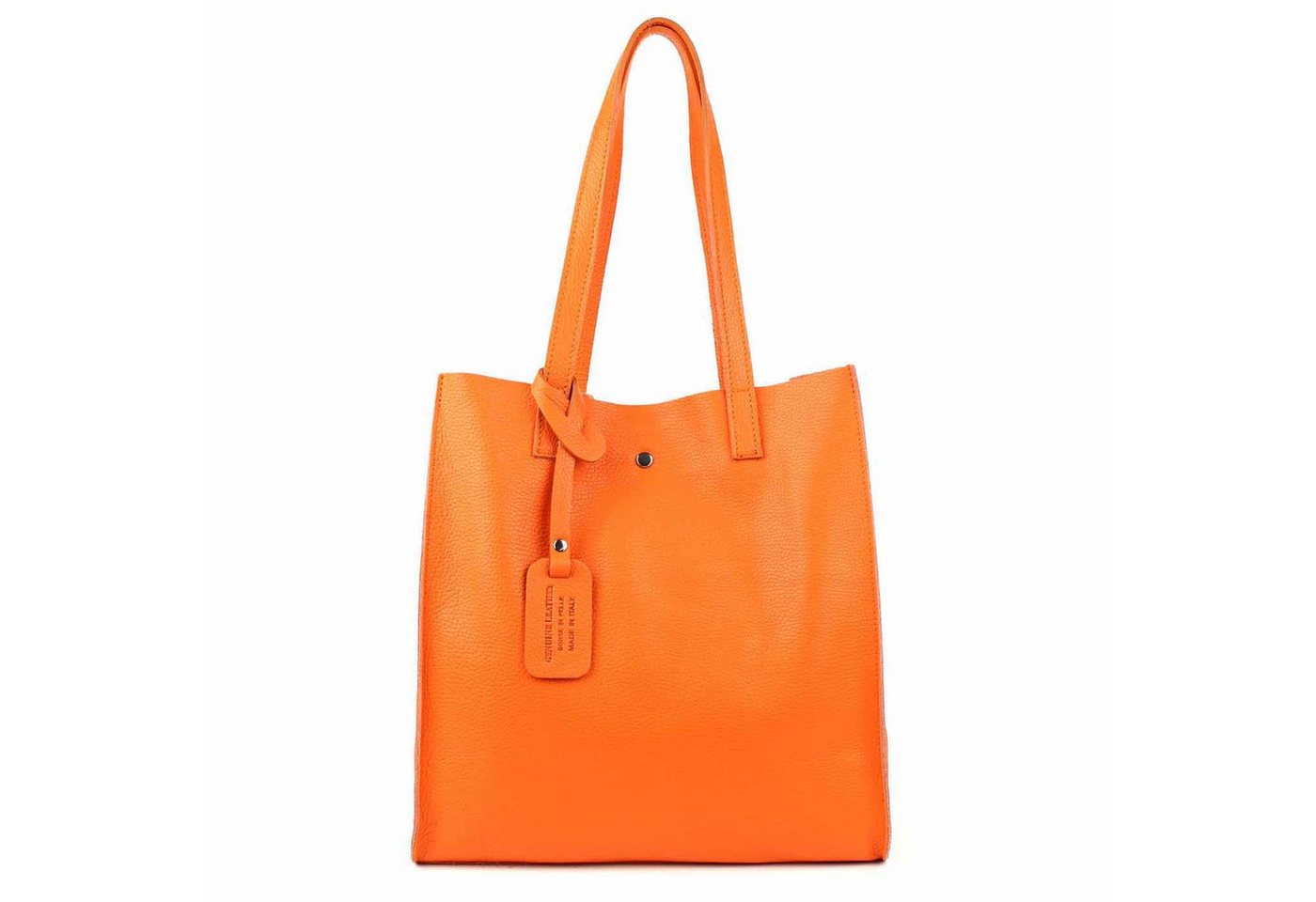 ITALYSHOP24 Schultertasche Made in Italy Damen Leder Shopper Schultertasche, italienisches XL Handtaschen-Set aus 2 Taschen von ITALYSHOP24