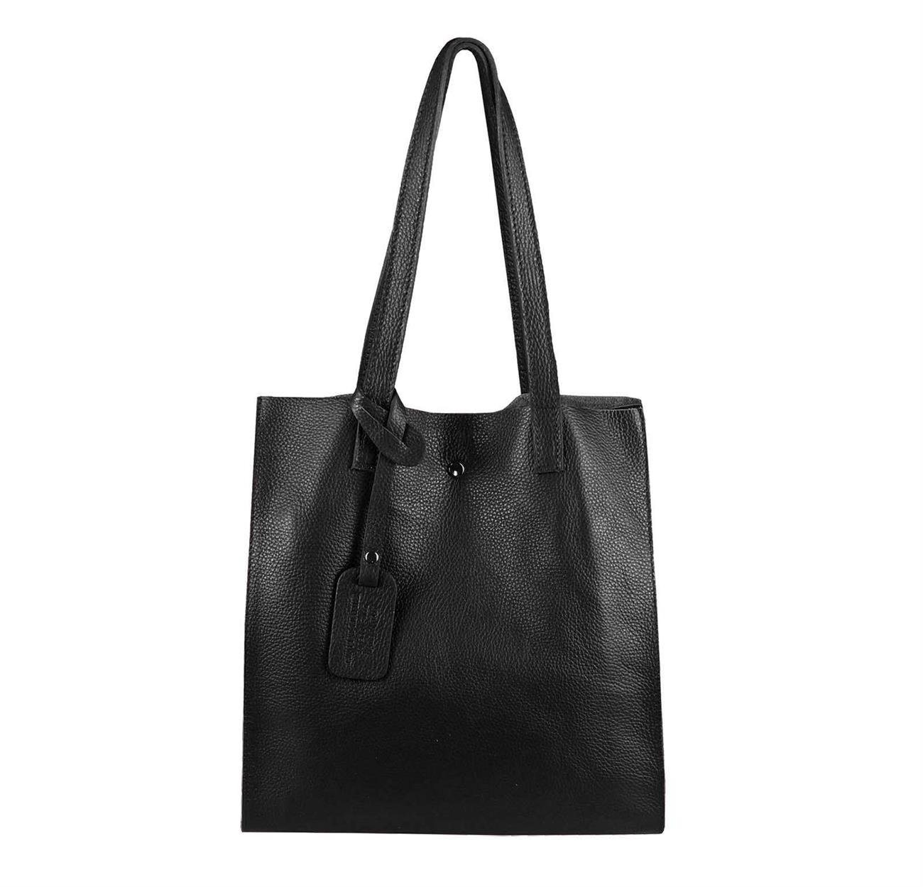 ITALYSHOP24 Schultertasche Made in Italy Damen Leder Shopper Schultertasche, italienisches XL Handtaschen-Set aus 2 Taschen von ITALYSHOP24