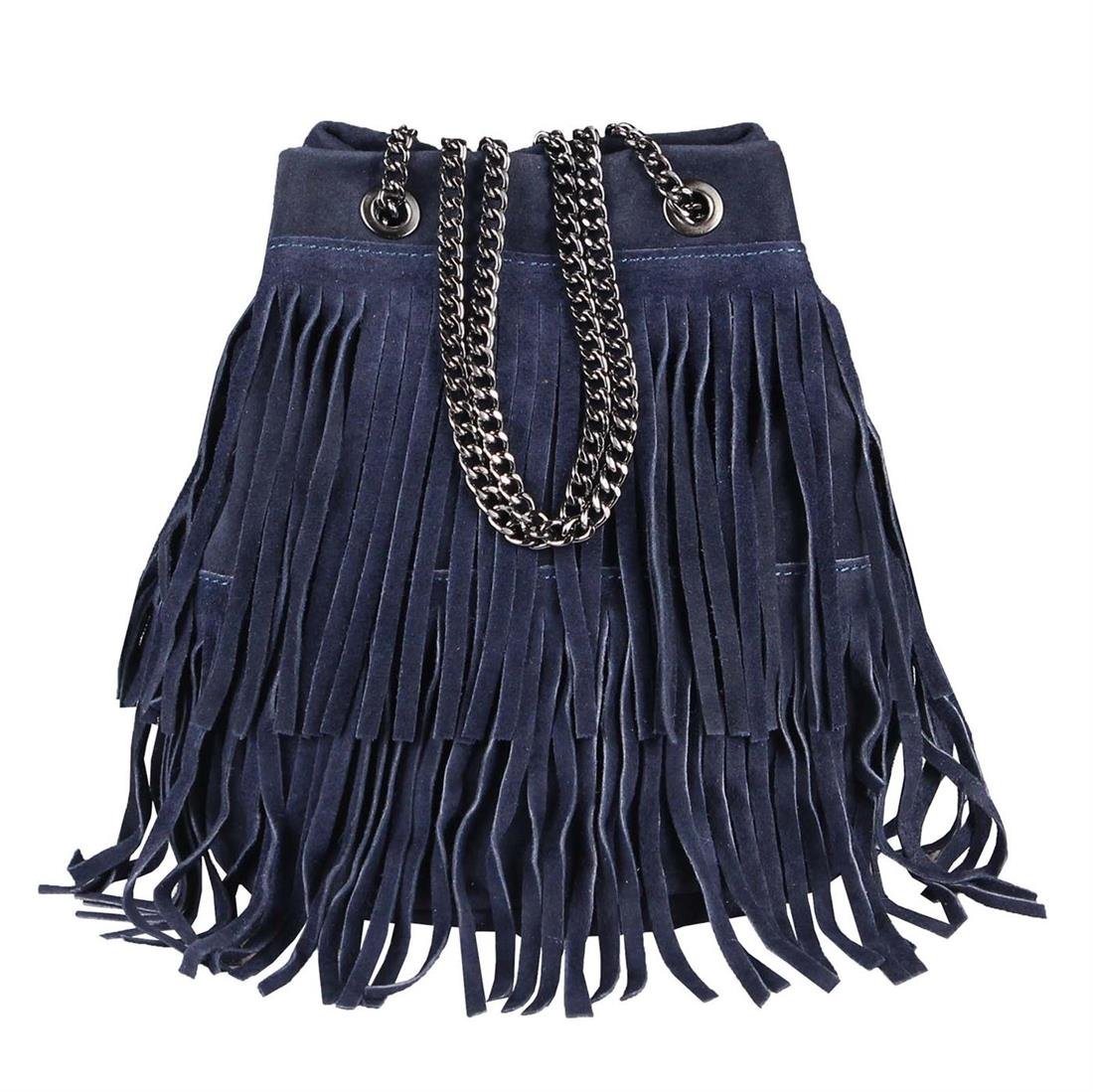 ITALYSHOP24 Schultertasche Made in Italy Damen Leder Tasche CrossOver, mit Fransen & Kette, als Shopper, Umhängetasche tragbar ITALYSHOP24 Schultertasche Made in Italy Damen Leder Tasche CrossOver, mit Fransen & Kette, als Shopper, Umhängetasche tragbar von ITALYSHOP24