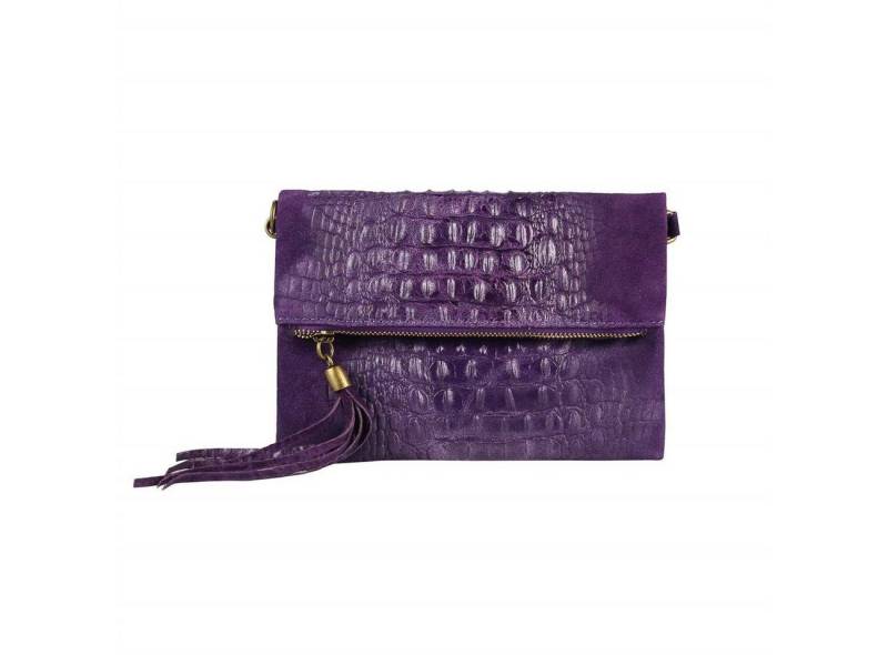 ITALYSHOP24 Schultertasche Made in Italy Damen Leder Tasche CrossOver, mit Kroko Prägung, als Clutch,Umhängetasche tragbar von ITALYSHOP24