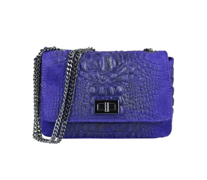 ITALYSHOP24 Schultertasche Made in Italy Damen Leder Tasche CrossOver, mit Kroko Prägung & Kette, als Clutch, Umhängetasche tragbar von ITALYSHOP24