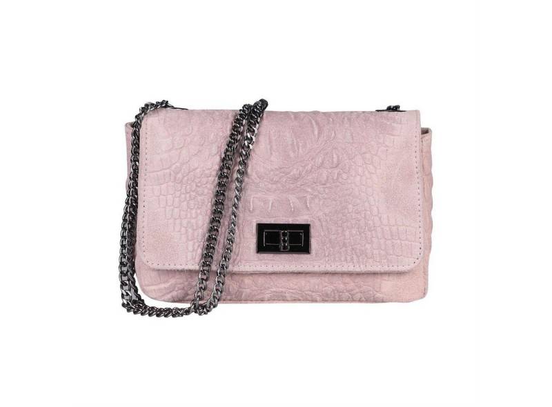 ITALYSHOP24 Schultertasche Made in Italy Damen Leder Tasche CrossOver, mit Kroko Prägung & Kette, als Clutch, Umhängetasche tragbar von ITALYSHOP24